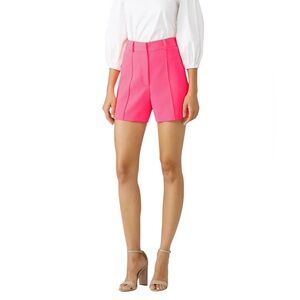 Milly Neon Pink Hayden Pintuck Front Seam High Waisted Shorts Size 10 Barbiecore